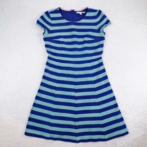 BODEN Maggie Ottoman Day Dress Blue Ribbed Fit & Flare WH975 Sz 4R US 8R UK